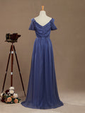 A-Line V-Neck Floor Length Chiffon Prom Formal Evening Dress