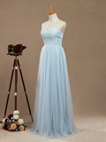 Convertible A-Line Tulle match Lace Floor Length Bridesmaid Dress Sweetheart Neck