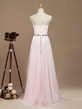 A-Line Tulle Floor Length Bridesmaid Dress