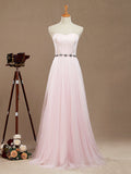 A-Line Tulle Floor Length Bridesmaid Dress