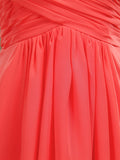 Simple Prom Dress A-Line Floor Length Chiffon Bridesmaid Dress Sweetheart Strapless with Criss Cross Ruching