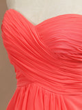 Simple Prom Dress A-Line Floor Length Chiffon Bridesmaid Dress Sweetheart Strapless with Criss Cross Ruching