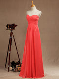 Simple Prom Dress A-Line Floor Length Chiffon Bridesmaid Dress Sweetheart Strapless with Criss Cross Ruching