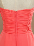 Simple Prom Dress A-Line Floor Length Chiffon Bridesmaid Dress Sweetheart Strapless with Criss Cross Ruching