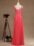 A-Line V-neck Floor Length Chiffon Bridesmaid Dress