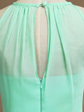 Sheath / Column Jewel Neck Floor Length Chiffon Bridesmaid Dress with Pleats