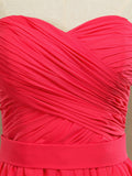 A-line Strapless Sweetheart Knee Length Chiffon Bridesmaid Dress