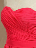 A-line Strapless Sweetheart Knee Length Chiffon Bridesmaid Dress