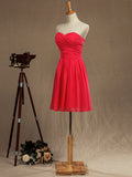 A-line Strapless Sweetheart Knee Length Chiffon Bridesmaid Dress