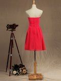 A-line Strapless Sweetheart Knee Length Chiffon Bridesmaid Dress
