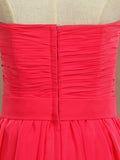 A-line Strapless Sweetheart Knee Length Chiffon Bridesmaid Dress