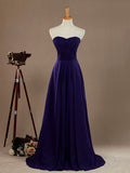 A-Line Strapless Sweetheart Floor Length Chiffon Bridesmaid Dress