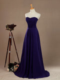 A-Line Strapless Sweetheart Floor Length Chiffon Bridesmaid Dress