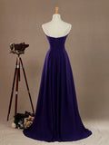 A-Line Strapless Sweetheart Floor Length Chiffon Bridesmaid Dress