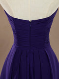 A-Line Strapless Sweetheart Floor Length Chiffon Bridesmaid Dress