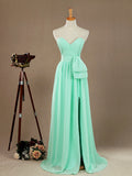 Sheath / Column Strapless Sweetheart Floor Length Chiffon Prom Formal Evening Dress with Split