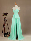 Sheath / Column Strapless Sweetheart Floor Length Chiffon Prom Formal Evening Dress with Split