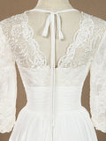 A-Line V-neck Knee Length Chiffon match Lace Bridesmaid Dress