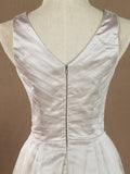A-Line V-neck Floor Length Tulle Bridesmaid Dress