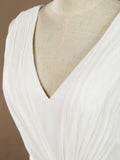 A-Line V-neck Floor Length Chiffon match Lace Wedding Dress