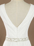 A-Line V-neck Floor Length Chiffon match Lace Wedding Dress