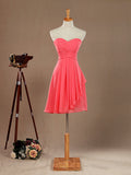 A-Line Strapless Sweetheart Knee Length Chiffon Bridesmaid Dress