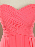 A-Line Strapless Sweetheart Knee Length Chiffon Bridesmaid Dress