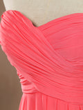 A-Line Strapless Sweetheart Knee Length Chiffon Bridesmaid Dress