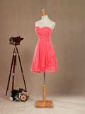 A-Line Strapless Sweetheart Knee Length Chiffon Bridesmaid Dress