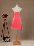 A-Line Strapless Sweetheart Knee Length Chiffon Bridesmaid Dress