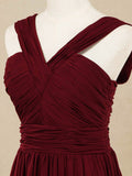 A-line V-neck Floor Length Chiffon Bridesmaid Dress