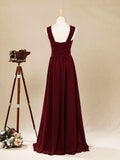 A-line V-neck Floor Length Chiffon Bridesmaid Dress