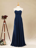 A-Line Strapless Floor Length Chiffon Bridesmaid Dress