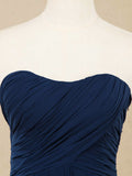 A-Line Strapless Floor Length Chiffon Bridesmaid Dress