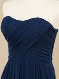 A-Line Strapless Floor Length Chiffon Bridesmaid Dress