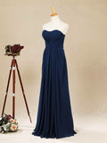 A-Line Strapless Floor Length Chiffon Bridesmaid Dress