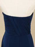 A-Line Strapless Floor Length Chiffon Bridesmaid Dress