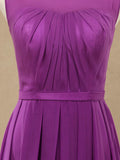 Long Chiffon Bridesmaid Dress with Bateau Neck  A-line Sleeveless