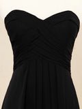 Floor Length Chiffon Bridesmaid Dress Sweetheart Strapless with Criss Cross Ruching