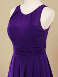 Knee Length Chiffon Bridesmaid Dress with Jewel Neck A-line Sleeveless