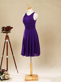Knee Length Chiffon Bridesmaid Dress with Jewel Neck A-line Sleeveless