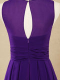 Knee Length Chiffon Bridesmaid Dress with Jewel Neck A-line Sleeveless