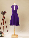 Knee Length Chiffon Bridesmaid Dress with Jewel Neck A-line Sleeveless