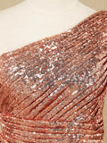 One shoulder Knee length Sequined A-line Bridesmaid dress