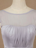 Chiffon-Bridesmaid-Dress-Silver-Bateau-Neck-with-Lace-Up