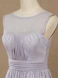 Chiffon-Bridesmaid-Dress-Silver-Bateau-Neck-with-Lace-Up