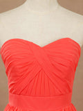 Convertible Coral Chiffon Bridesmaid Dress A-line One Shoulder Halter-neck Strapless Sweetheart