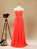 Convertible Coral Chiffon Bridesmaid Dress A-line One Shoulder Halter-neck Strapless Sweetheart