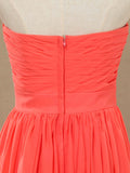 Convertible Coral Chiffon Bridesmaid Dress A-line One Shoulder Halter-neck Strapless Sweetheart