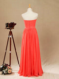 Convertible Coral Chiffon Bridesmaid Dress A-line One Shoulder Halter-neck Strapless Sweetheart